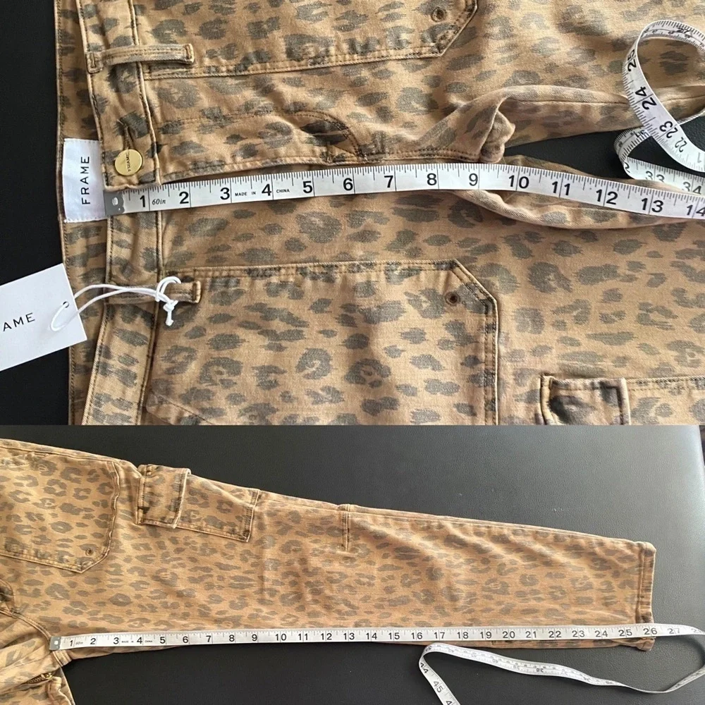 FRAME Cheetah Cargo Skinny Jeans Stretch Mid-Rise Cropped Size 28 NWT - Picture 9 of 10